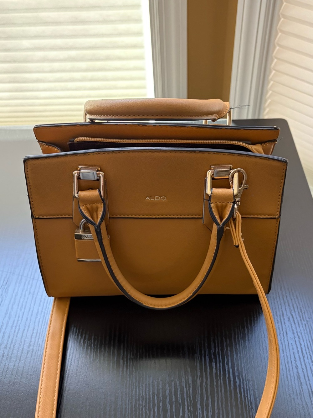ALDO Yellow Structured Top-Handle Purse and Crossbody